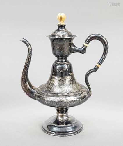 Mocha pot, Austria, c. 1900, silver 800/000, round domed sta...