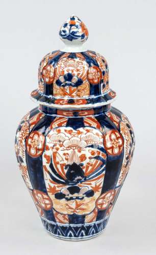 Ribbed Imari Prunk Vase, Japan, Arita, 19th c., porcelain va...