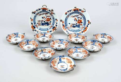 12 Imari bowls, Japan, 18th century, Imari porcelain with po...