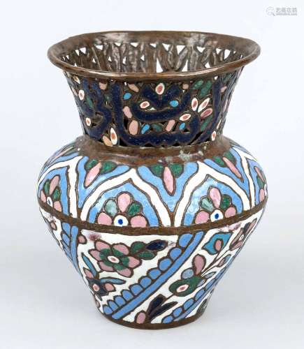 Enamel vase, probably Ottoman Empire 19th century, bronze va...
