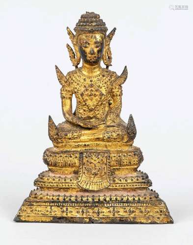 Buddha Shakyamuni, Thailand, c. 1900, bronze with gold paint...