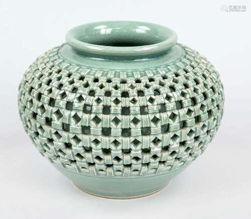 Goryeo style celadon pot, Korea, 20th c., studio pottery, st...