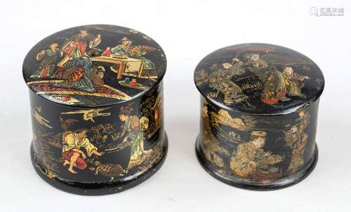 Pair of yarn boxes, Japan, Meiji period(1868-1912), round bl...