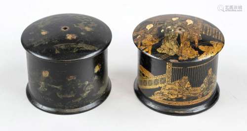 Pair of yarn boxes, Japan, Meiji period(1868-1912), round bl...