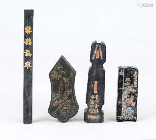 4 ink pieces, China, 20th century, various shapes and decora...