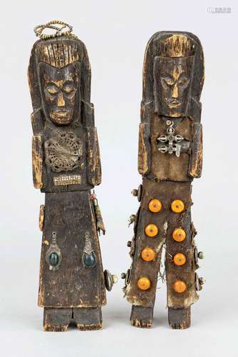 Pair of wooden ancestor figures, Nepal, Tamang region, aroun...