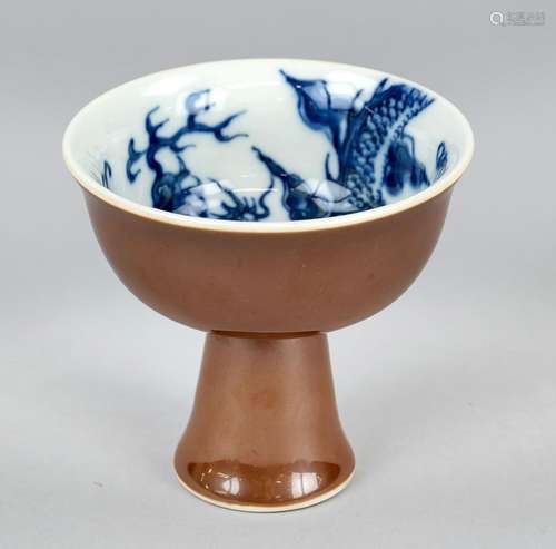 Dragon Stemcup, China, c. 1900, chocolate brown porcelain bo...