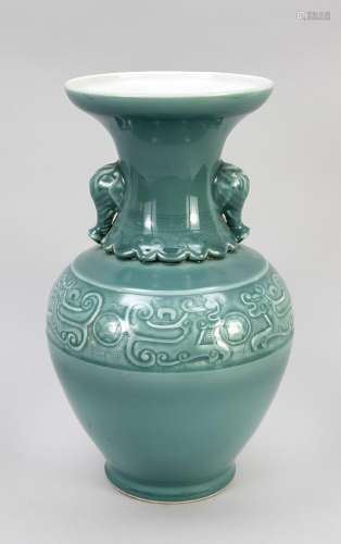 Large Chinese vase, China, 20th c., porcelain with blue glaz...
