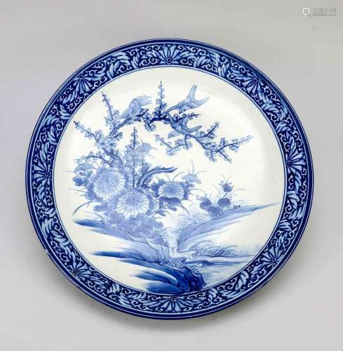 Very large blue and white plate, Japan, Arita, Meiji period(...