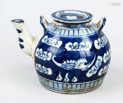 Blue and white teapot, China, Qing dynasty (1644-1912), 19th...