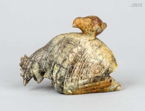 Soapstone hen, China, 20th c., soapstone carved mother hen w...