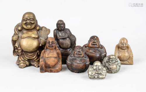 8 bald bellied buddhas with nasty look, China et al., 20th c...