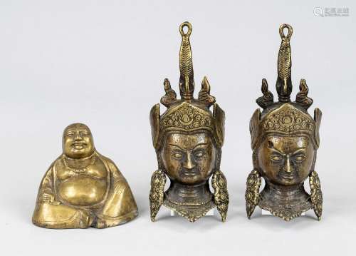 Fat belly Buddha and 2 Tibetan king portraits, China/Nepal, ...