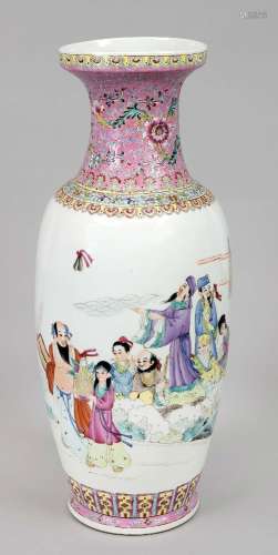 Famille Rose bottom vase, China, Jingdezhen, 20th c., porcel...