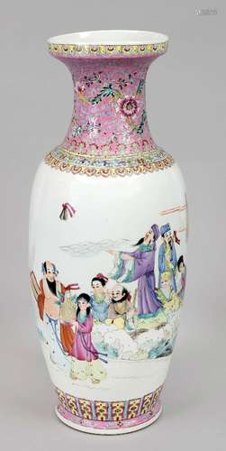 Famille Rose bottom vase, China, Jingdezhen, 20th c., porcel...