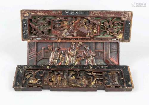 3 Chinese carvings ''The Robbery of the Official Cap'' &...