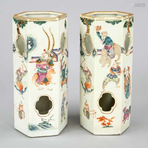 2 hat stands, China, Qing dynasty(1644-1911), 19th c., hexag...