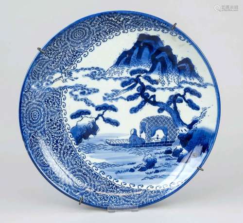 Plate blue print, Japan, Arita, around 1900, porcelain plate...