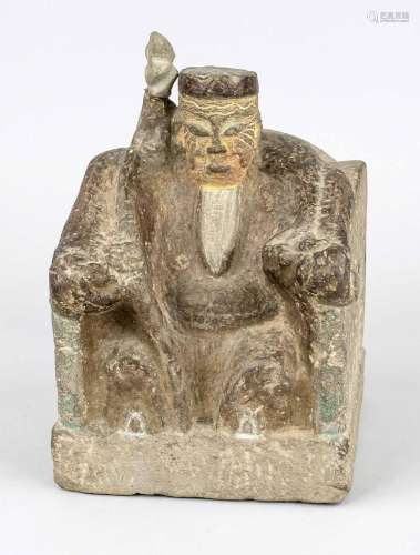 Chinese cube stool figure, probably Vietnam 18th century, gr...