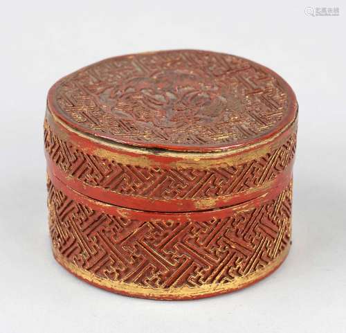 Red lacquer box, China, around 1900, wooden body with red la...