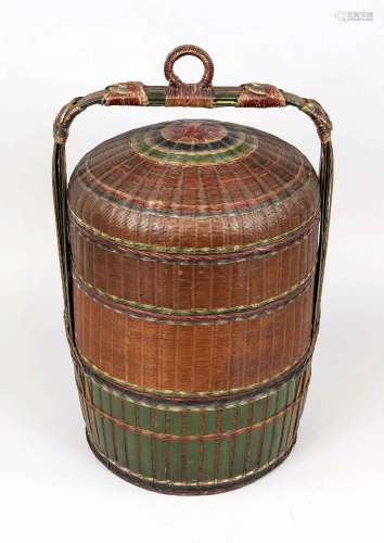 China wicker basket, China or Vietnam, 20th c., woven stacki...
