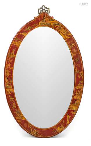 Ancient Chinese mirror, China, date uncertain, red lacquer w...
