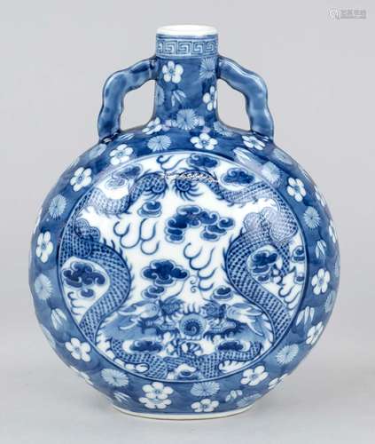 Pilgrim vial, China, 20th century, blue and white porcelain ...