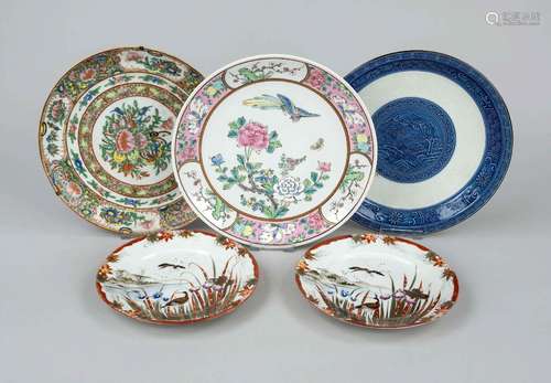 Plate quintet Panasia, China and Japan, 20th century, variou...