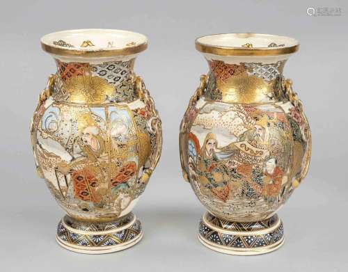 Pair of Satsuma vases, Japan, Meiji period(1868-1912), aroun...