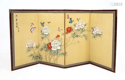 Decorative screen, Japan, 20th century, on rosewood frame mo...