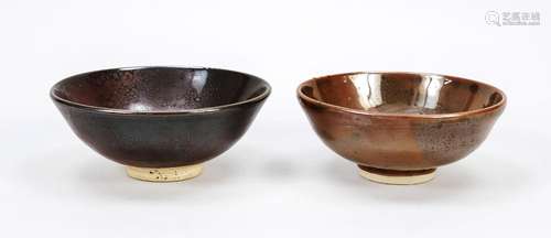 Temmoku bowls with light oil stain glaze, China, probably re...