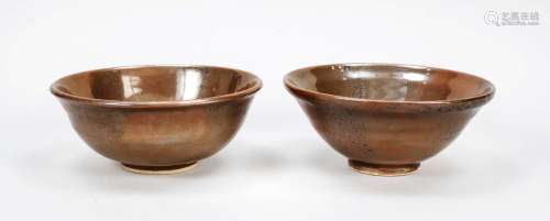 Temmoku bowls with light oil stain glaze, China, probably re...