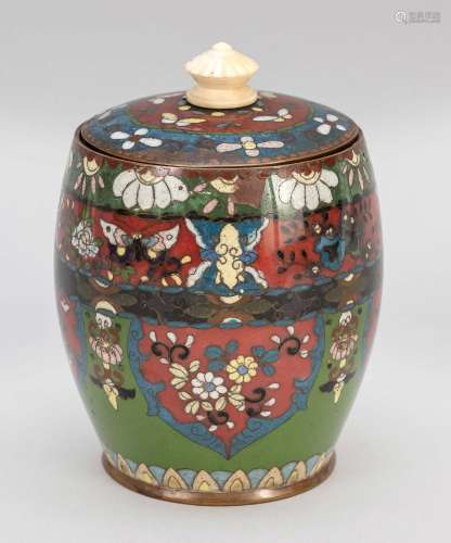 Lidded Pot Enamel Cloisonné, Japan, Meiji period(1868-1912),...