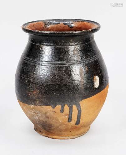 Chocolate brown pot, China, date uncertain, popular vessel f...