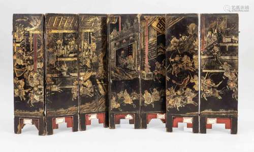 Stellschirm mit heroischen Szenen, China, Qing dynasty(1644-...