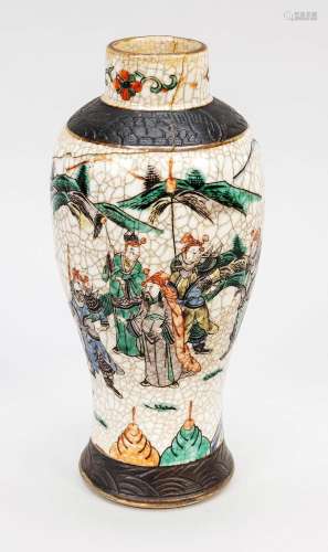 Crackleware vase, China, 20th c., stoneware with crackled gl...