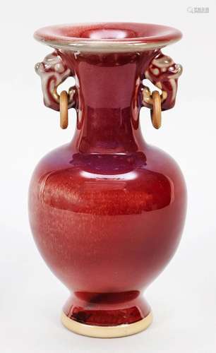 Hu vase with copper-red glaze, China, 20th c., bulbous stone...