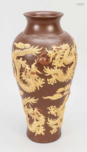 Dragon vase, China or Indonesia, earthenware of two kinds of...