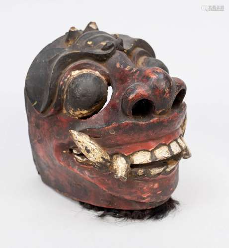 Mask Barong, probably Java 19th century, compact wooden mask...