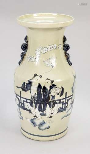 Vase with child servants, China, 20th century, porcelain wit...