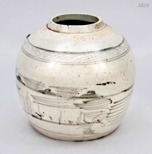 Ginger pot silver blue, China, Qing dynasty (1644-1911), sto...