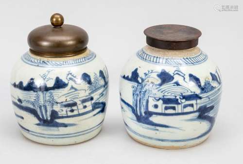 Pair of ginger pots, China, probably 19th century, grayish-b...