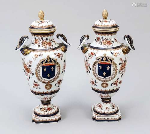 Pair of export prune urns, China, probably 19th c., porcelai...