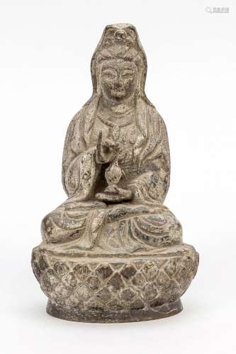 Bronze sculpture sitting Guanyin, China, probably Qing dynas...