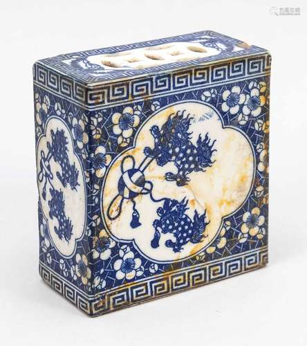 Square porcelain pillow, republic period(1912-1949), porcela...