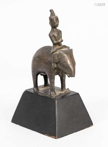 Bronze sculpture elephant rider, Northern Thailand or Myanma...