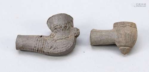 2 clay pipe bowls, China or Vietnam, probably 18th/19th cent...