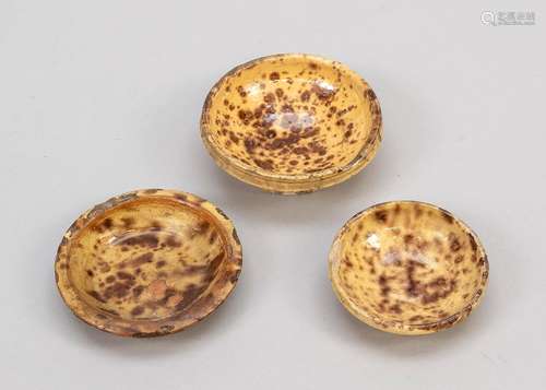 3 Leopard bowls, China, Tang dynasty(618-906), earthenware w...