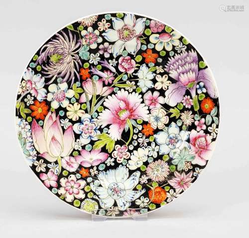 Mille-Fleurs plate Famille Noire, China, Qing, probably Qian...