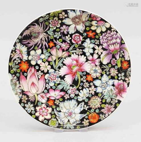 Mille Fleurs plate Famille Noire, China, Qing, probably Qian...